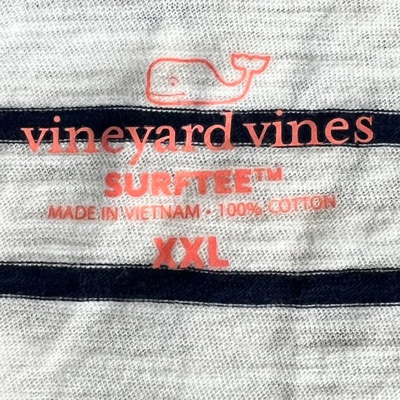 Vineyard Vines Surftee White & Navy Blue Stripes Orange Trim Top T-Shirt… - Picture 2 of 7